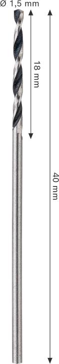 Productafbeelding Bosch Professional Zubehör Metalen spiraalboor HSS PointTeQ. DIN 338. 1.5 mm. Pak van 2 (1,5 millimeter)