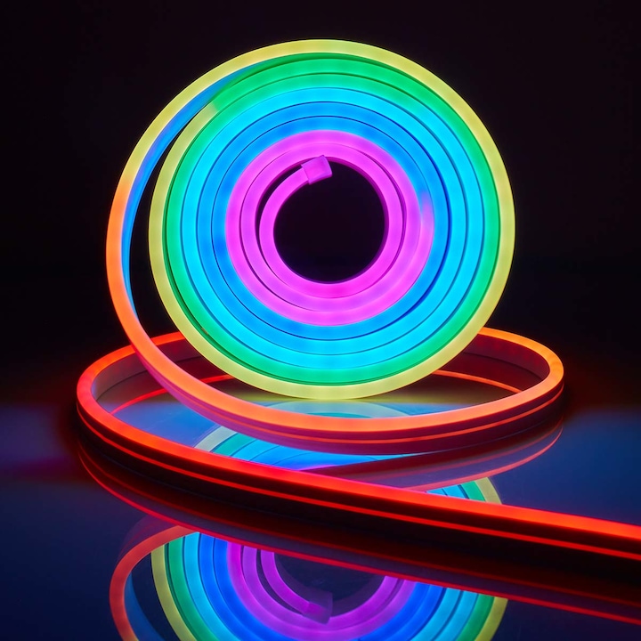 Actual product image Nedis WIFILN51CRGB Smart Full Color LED pásek Wi-Fi | Více barev | 5000 mm | IP65 | 960 lm, F (Multicoloured, 500 cm, Indoor, Outdoor)