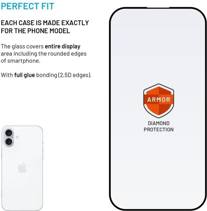 Actual product image Fixed Solid Armour | Screen Protector | Apple | iPhone 15 Plus/iPhone16 Plus | Tempered Glass | Black (Apple iPhone 15 Plus)