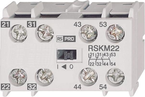 RS PRO Hilfskontaktblock, 2 Schliesser + 2 Öffner Schnappmontage
