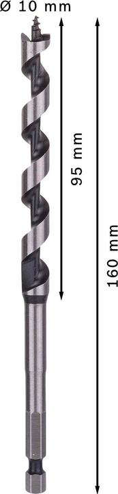 Actual product image Bosch Professional Zubehör PRO Wood Wood auger bit, 10 x 95 x 160 mm (6.35 mm)