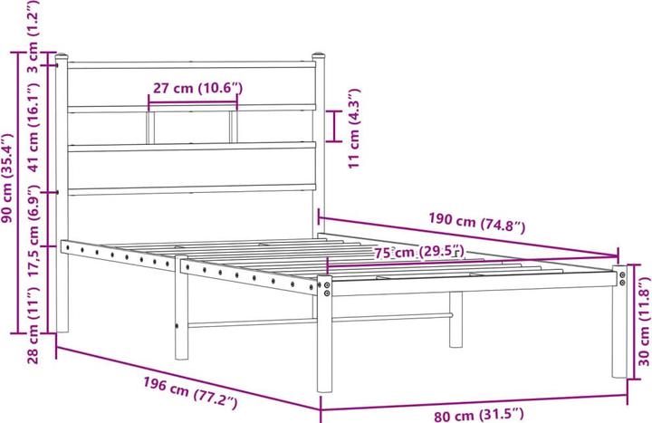 Image du produit vidaXL Bettgestell (120 x 190 cm)