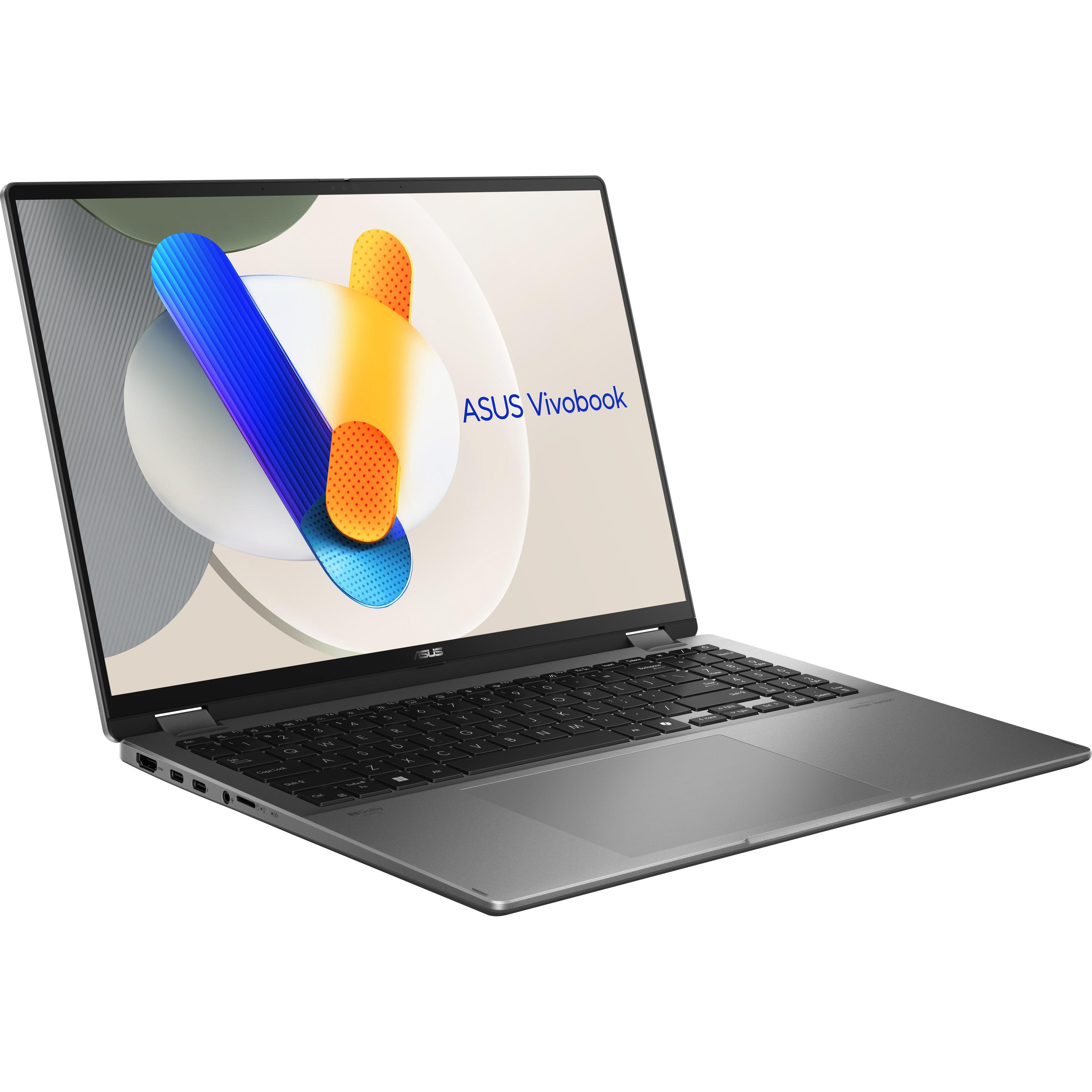 ASUS Vivobook 16 Flip (16", Intel Core Ultra 7 256V, 16 GB, 1000 GB, DE), Notebook, Grau