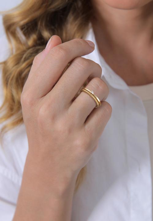Produktbild Elli DIAMONDS Ring Diamant (0.03 ct.) Kordel 2er Ring Set 925 Silber (52, 925 Silber)