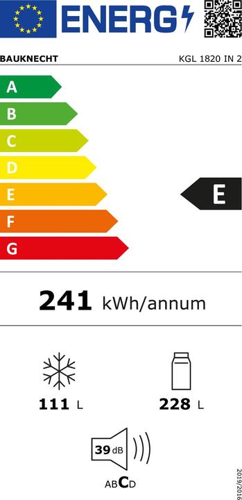 Energy Label Bauknecht KGL 1820 IN 2 (Stand-alone, 339 l)