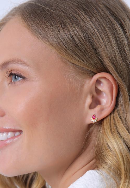Actual product image Elli Earrings cubic zirconia synthetic ruby 925 silver (Zirconia, Synthetic ruby, 925 Sterling silver)