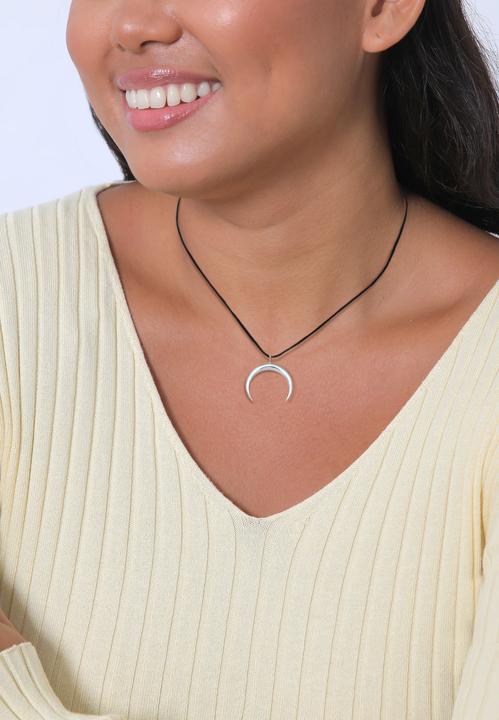 Image du produit Elli Collier Choker Nylon croissant de lune 925 argent (Nylon, Argent sterling 925, Pas de pierres précieuses, 36 cm)