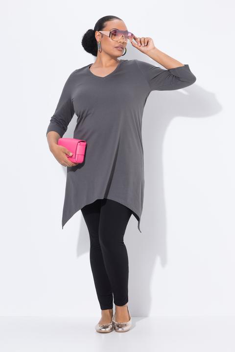 Produktbild Ulla Popken Longshirt, Zipfelsaum, A-Linie, V-Ausschnitt, 3/4-Arm (50, 52)