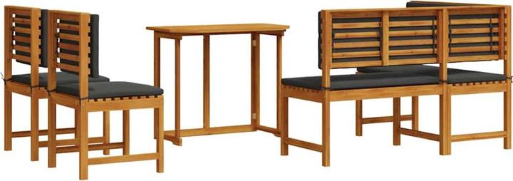 Produktbild vidaXL 4-teiliges Garten-Esszimmer-Set mit Kissen aus massivem Akazienholz
