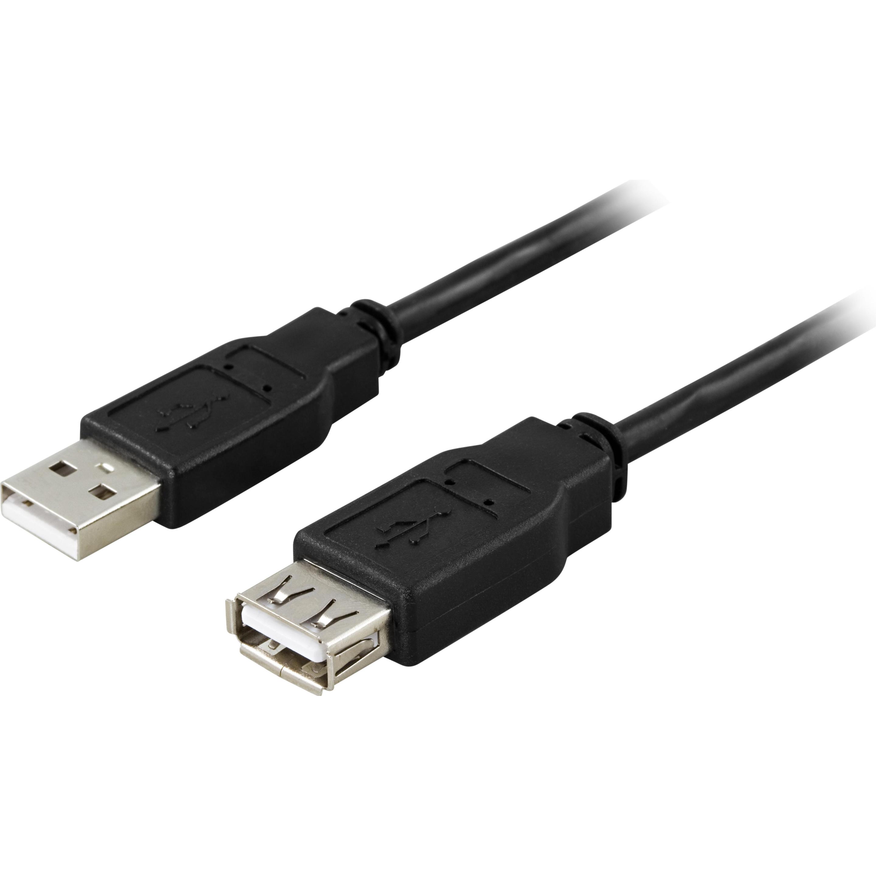 Deltaco Cavo USB 2.0 tipo A hane - tipo A hona 3m, svart (3 m, USB 2.0), Cavo USB