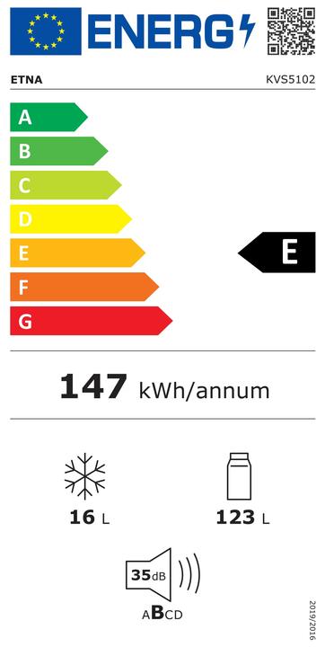 Label énergétique Etna Koelvriescombi Inbouw Kvs5102 (139 l)