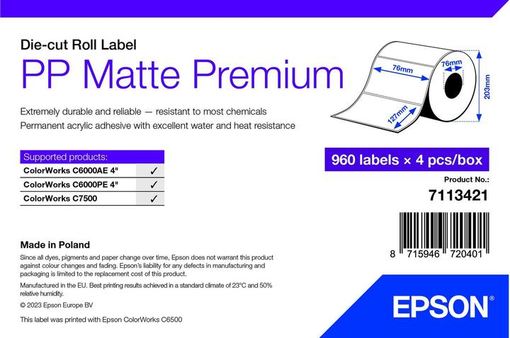 Actual product image Epson Pp Matte Label Prem Die-Cut
