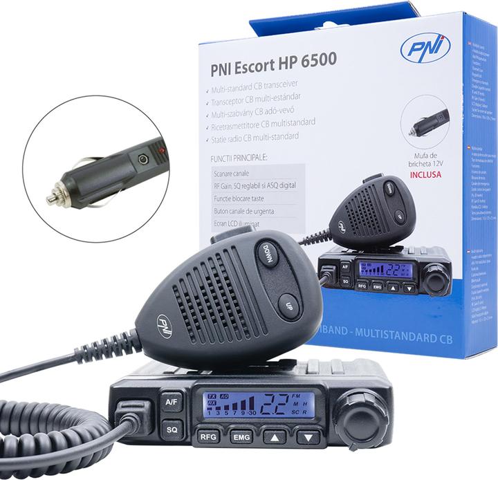 Actual product image PNI CB radio Escort HP 6500, multistandard, 4 W, AM-FM, 12 V, ASQ, RF Gain, cigarette lighter socket