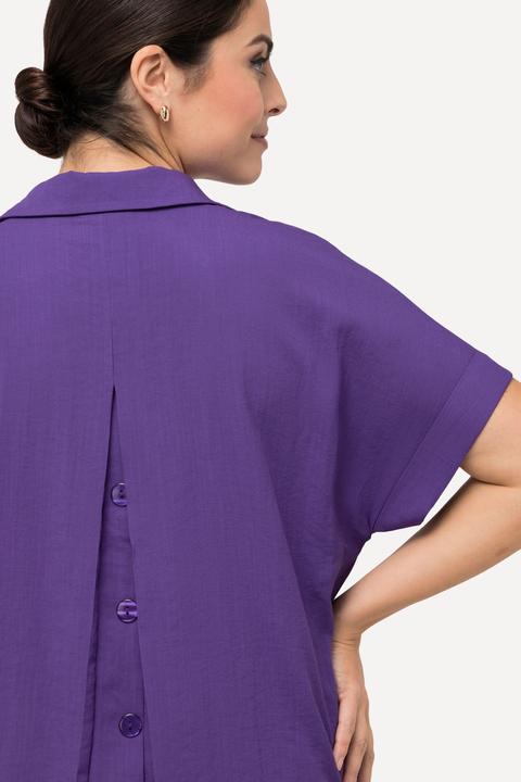 Actual product image Ulla Popken Button Accent Back Short Sleeve Blouse (50)