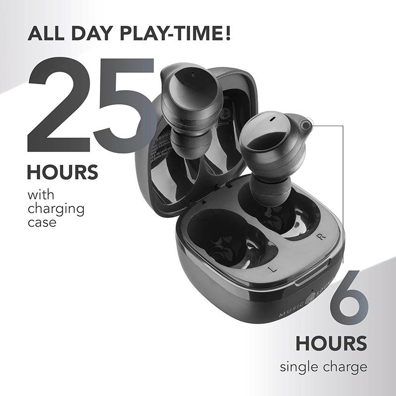 Cellularline Music Sound Flow Auricolare Wireless In-ear Musica e Chiamate Bluetooth Nero (Nessuna cancellazione del rumore, 25 h, Senza fili), Cuffie