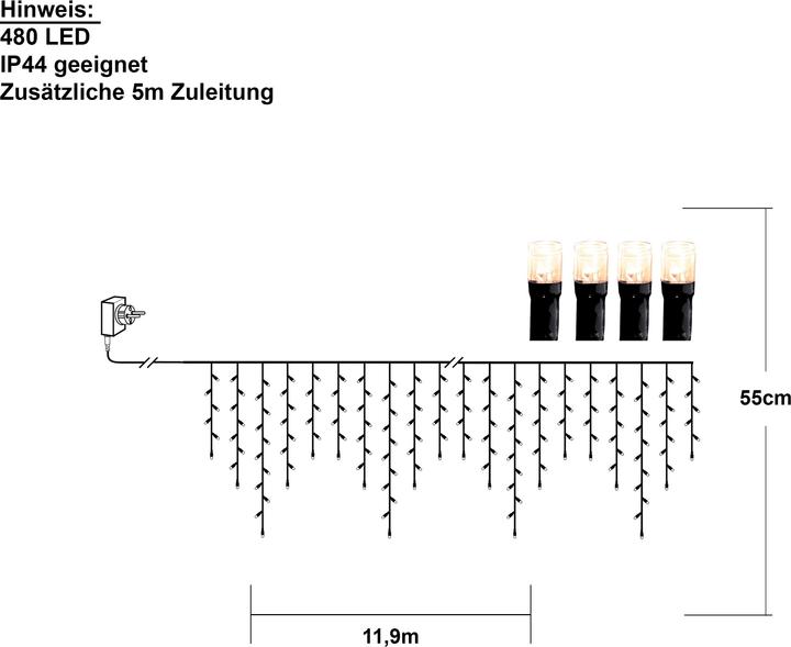 Nährwerte und Zutaten Star Trading LED crispy white, Icicle Vorhang, 480 LEDs (1.19 m)