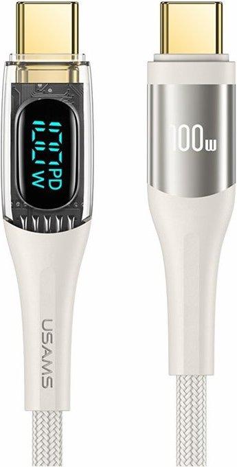 Actual product image Usams Type-C to Type-C Charging Cable - Beige (1.20 m, 100 W)
