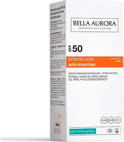 Actual product image Bella Aurora SOLAR gel anti-manchas mixta/grasa SPF50 50 ml (Sun cream face, SPF 50, 50 ml)