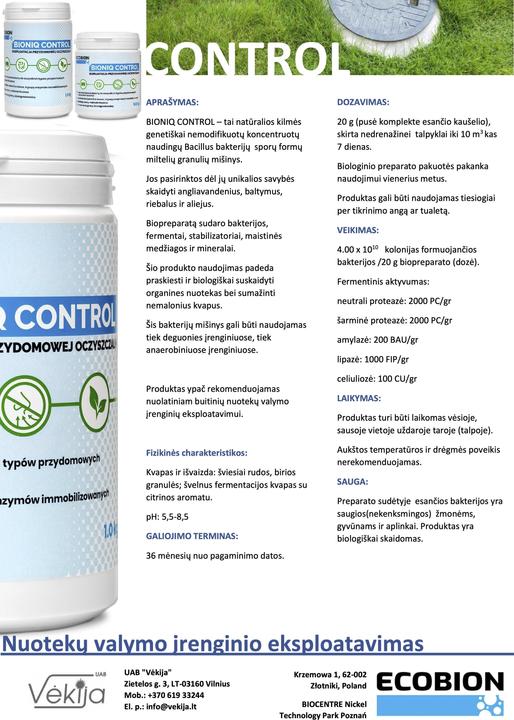 Nährwerte und Zutaten Memorysolution Bioprep Bioniq Control Sewage Treat 500g