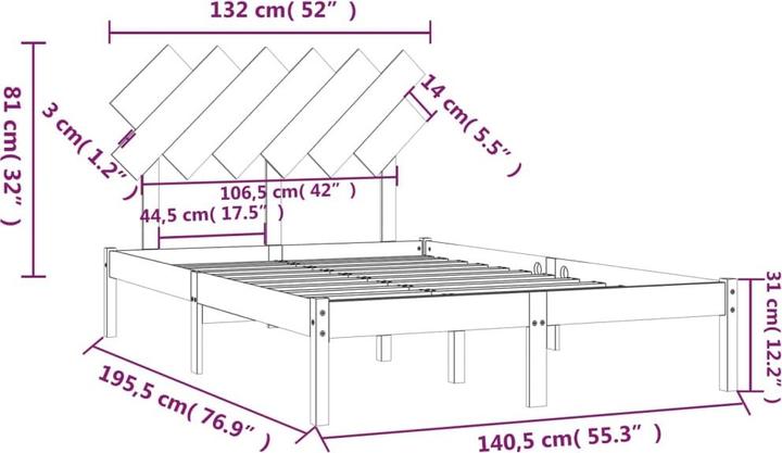 Image du produit vidaXL Bettrahmen (140 x 190 cm)