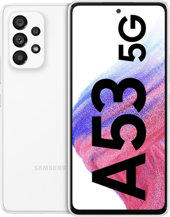 Actual product image Samsung Galaxy A53 5G EU (128 GB, Awesome White, 6.50", Dual SIM, 64 Mpx, 5G)