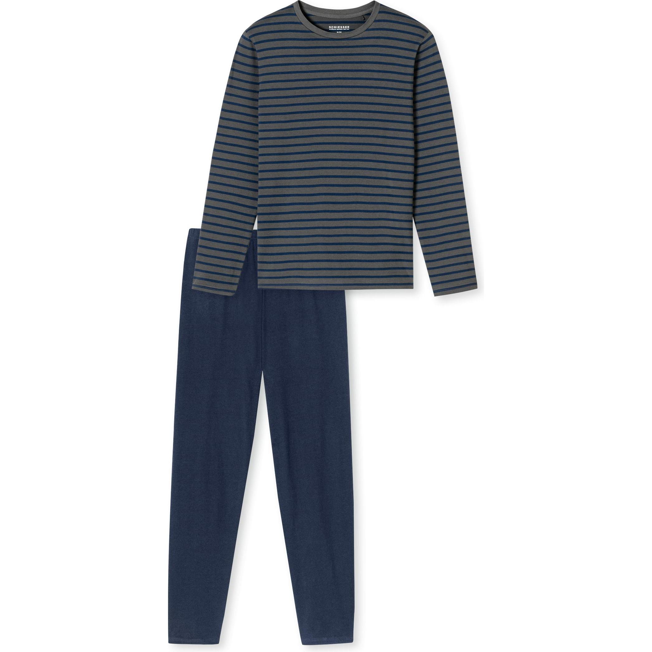 Schiesser, Herren, Pyjama, Schlafanzug lang, Grau, (54)