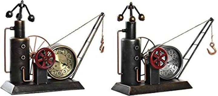 DKD Home Decor Table clock Golden Silver Iron Vintage 40,5 x 15 x 32,5 cm (2 Units)