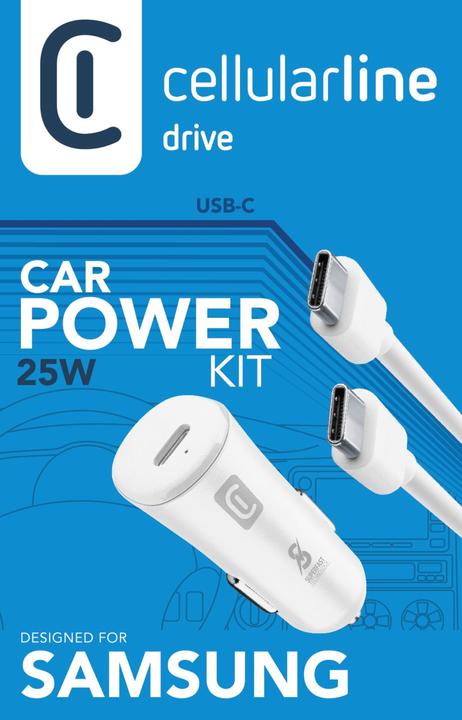 Image du produit Cellularline Super Fast Car Power Kit 25W - USB-C to USB-C - Samsung