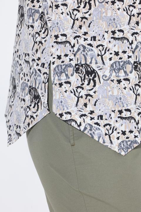 Produktbild Ulla Popken T-Shirt, Tiere, A-Linie, Zipfelsaum, V-Ausschnitt, Halbarm (42, 44)