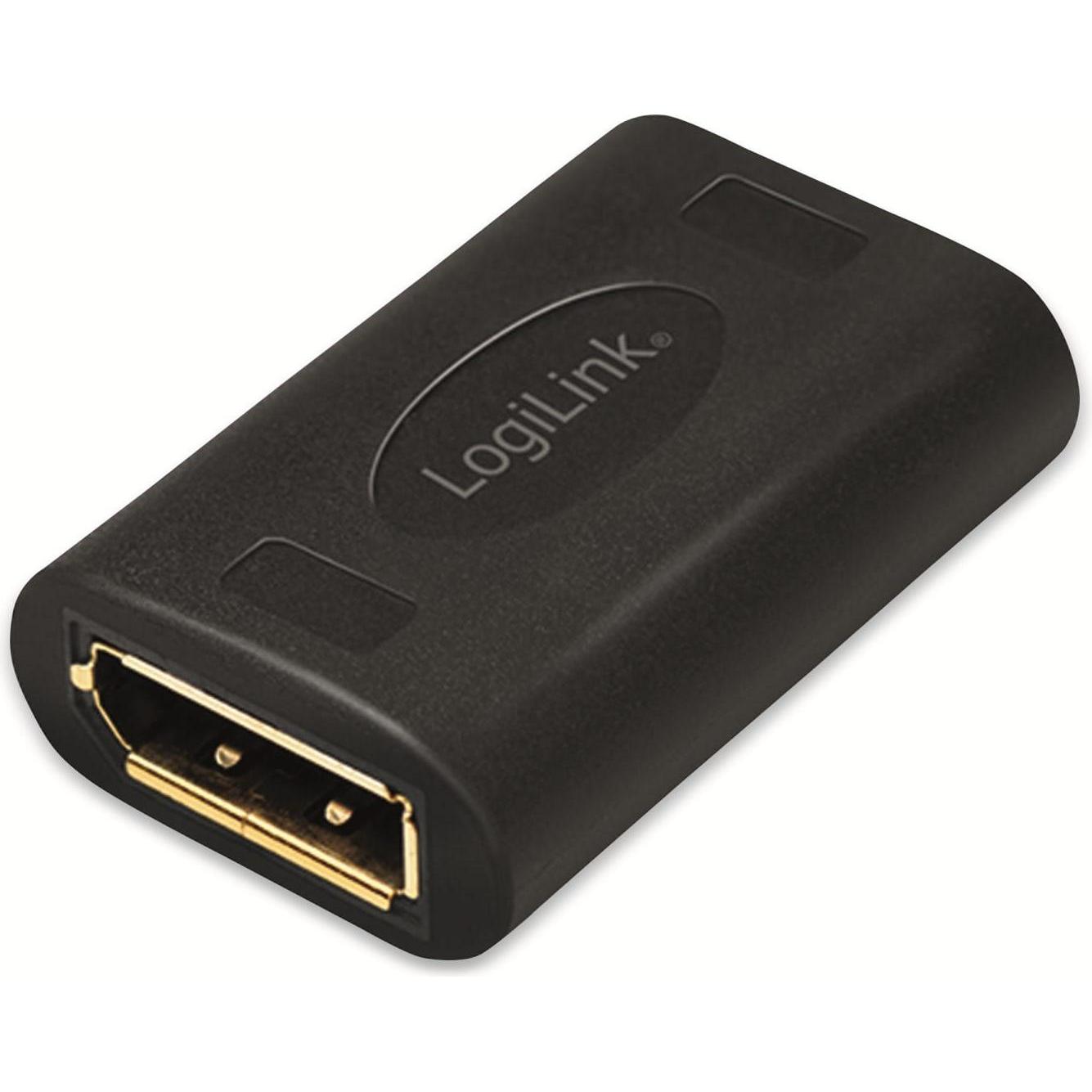 LogiLink DisplayPort Adapter, DP Kupplung (4.08 cm), Data + Video Adapter, Schwarz