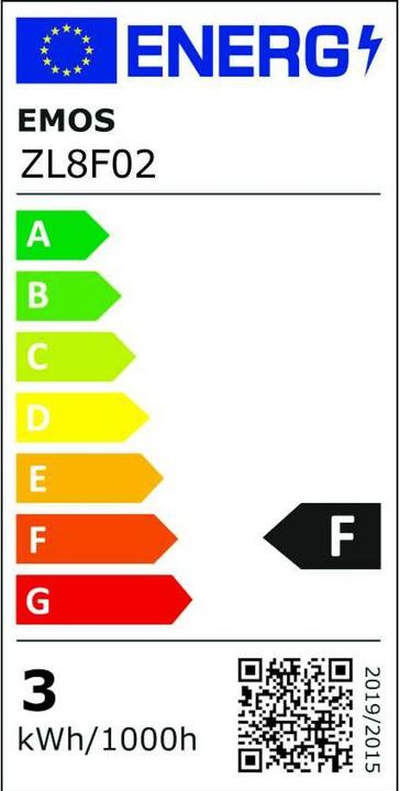 Energie-Label Emos LED Lampe Basic MR16 / GU10 / 2,9 W (25 W) / 250 lm / Warmweiss (GU10, 2.90 W, 250 lm, 1 x, F)