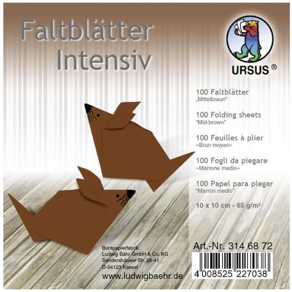 Ursus, Bastelpapier, Faltblätter Intensiv Uni 10x10cm VE=100 Blatt mittelbraun (65 g/m², 1 x)
