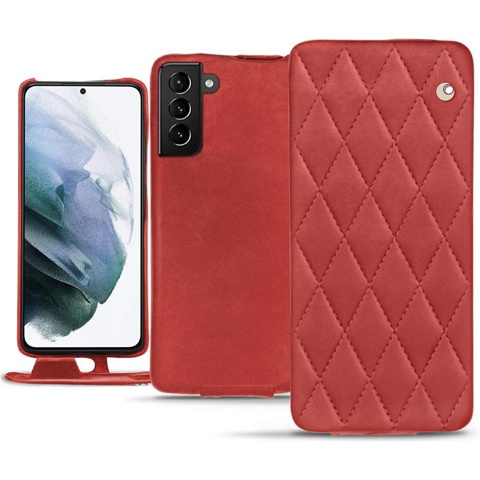 Noreve Lederschutzhülle vertikal (Samsung Galaxy S21+), Smartphone Hülle, Rot
