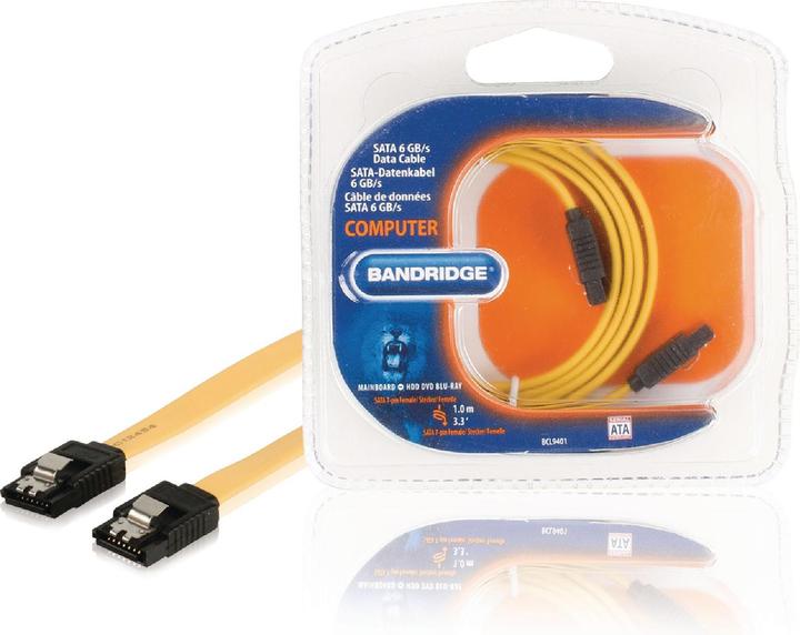 Actual product image Bandridge BCL9401 SATA data cable 6 GB/S 7-pin socket 1 m Yellow