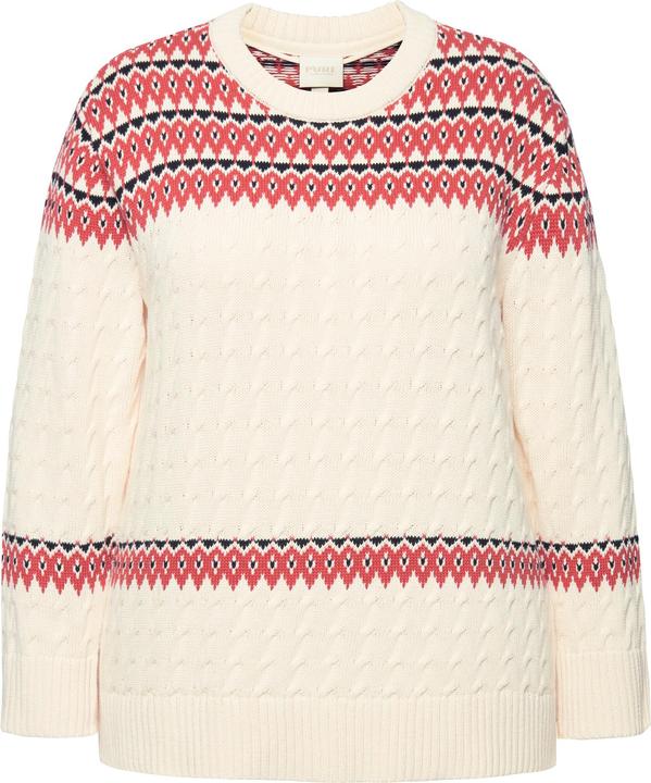 Immagine prodotto Ulla Popken Maglione in cotone biologico con tecnica Fair Isle, scollo a girocollo e maniche lunghe (46, 48)