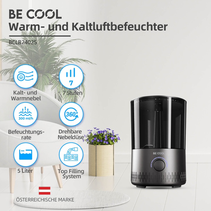 Actual product image Be Cool Hot/cold air humidifier BCLB2402S black/gray (35 m²)