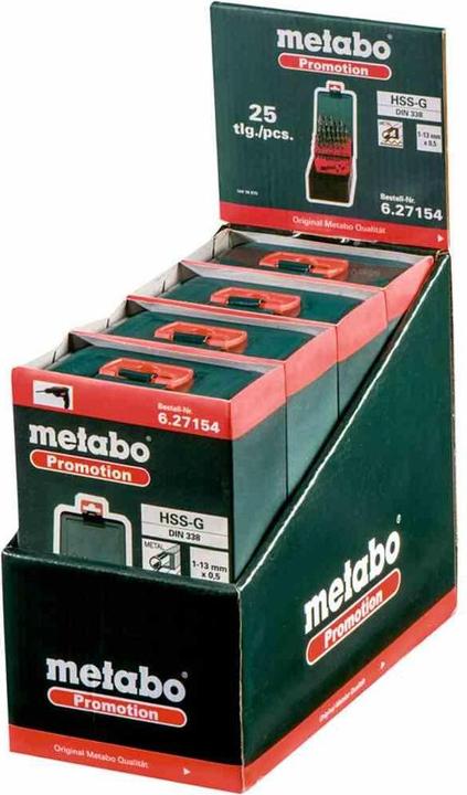 Produktbild Metabo Metall-Spiralbohrer-Set (1 mm, 1.5 mm, 10 mm, 10.5 mm, 11 mm, 11.5 mm, 12 mm, 12.5 mm, 13 mm, 2 mm, 2.5 mm, 3 mm, 3.5 mm, 4 mm, 4.5 mm, 5 mm, 5.5 mm, 6 mm, 6.5 mm, 7 mm, 7.5 mm, 8 mm, 8.5 mm, 9 mm, 9.5 mm)