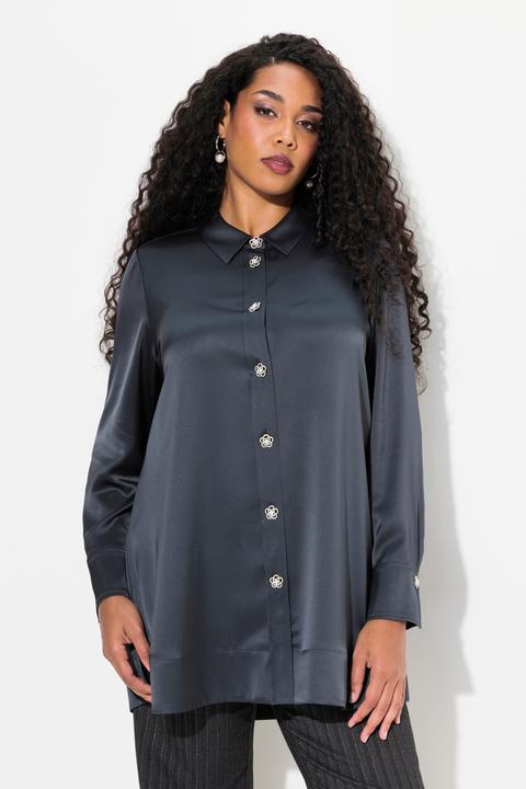 Image du produit Ulla Popken Chemisier en acétate, ligne en A, col chemise et manches longues (60)