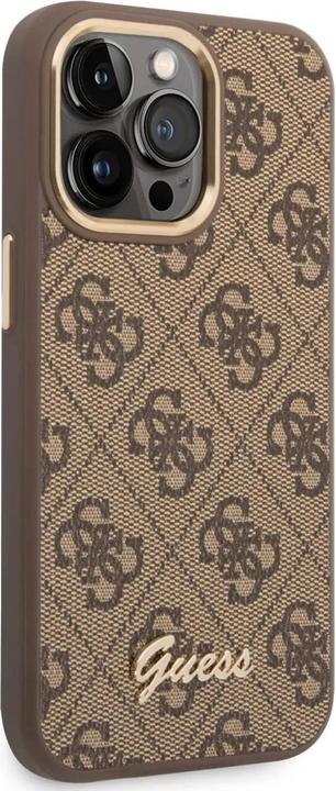 Actual product image Guess GUHCP14XHG4SHW iPhone 14 Pro Max 6.7" brązowy/brown hard case 4G Vintage Gold Logo (Apple iPhone 14 Pro Max)