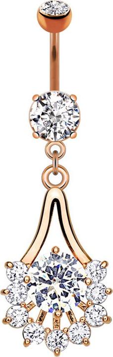 Produktbild Star Piercing Banane rosegold mit Anhänger Tribal Tropfen mit Kristall (Messing, Chirurgenstahl 316L)