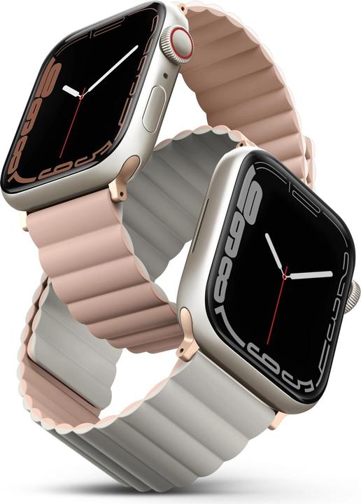 Produktbild Uniq pasek Revix Apple Watch Series 1/2/3/4/5/6/7/8/SE/SE2 38/40/41mm. Reversible Magnetic różowy-be (41 mm, 38 mm, 40 mm, Silikon, Edelstahl)
