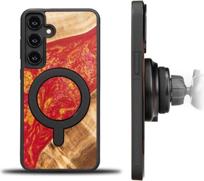 Actual product image Bewood Unique MagSafe Paris wood and resin case red and gold (Samsung Galaxy S24+)