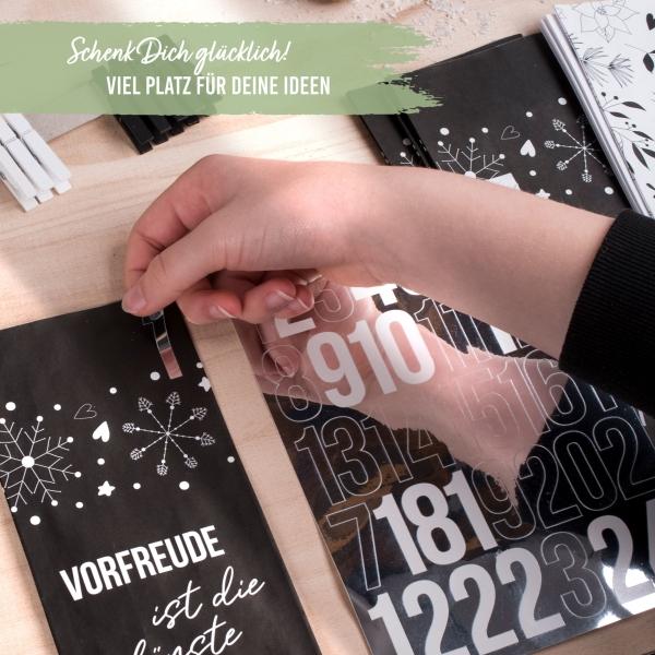 Immagine prodotto Papierdrachen Calendario dell'Avvento con buste stampate - Notte Santa in bianco e nero 2