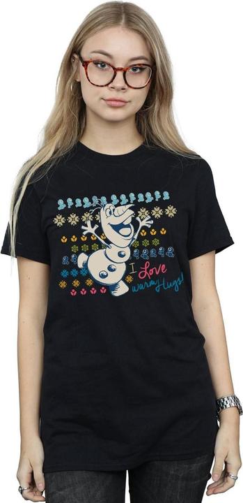 Actual product image Disney Womens/Ladies Frozen I Love Warm Hugs Cotton Boyfriend T-Shirt (XL)