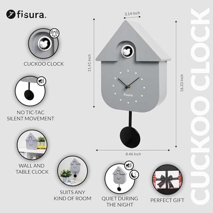 Actual product image Fisura CUCKOO CLOCK grey & black