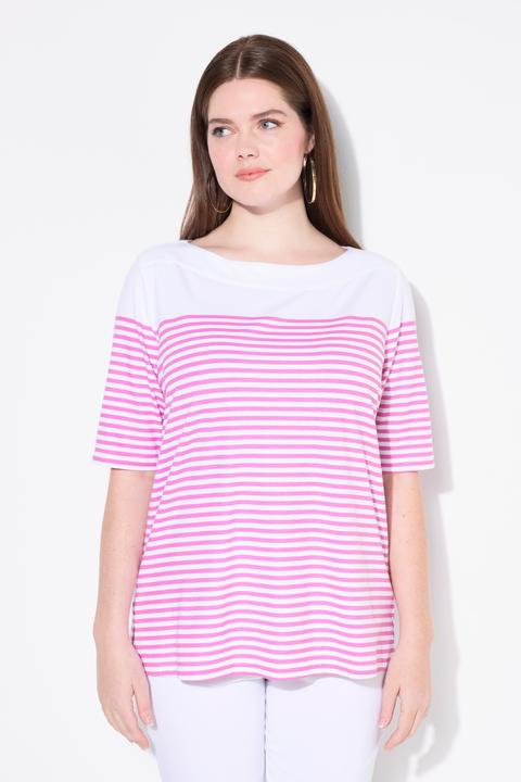Produktbild Ulla Popken T-Shirt, Bretonringel, U-Boot-Ausschnitt, Halbarm (56)