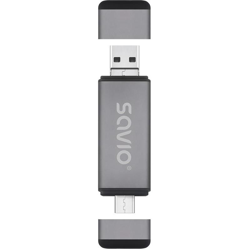Savio SAVAK-72 (USB), Speicherkartenlesegerät, Grau