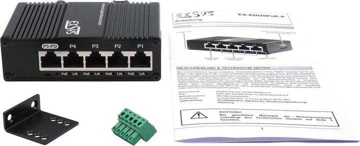 Immagine prodotto Exsys Industrial PoE Pass-Through Switch 5x 1 Gbit/s (5 porte)