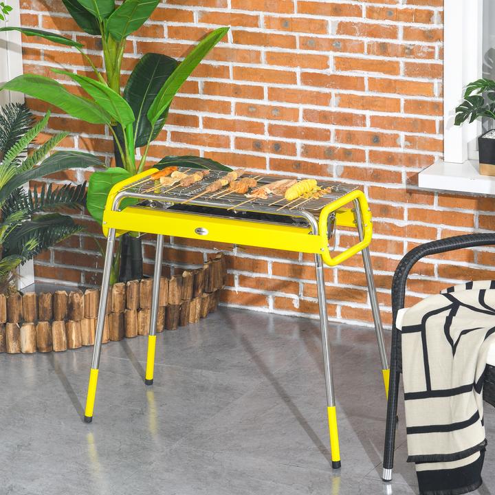 Immagine prodotto Outsunny Griglia a carbonella con piedini regolabili, 2 griglie, piastra e borsa per il trasporto