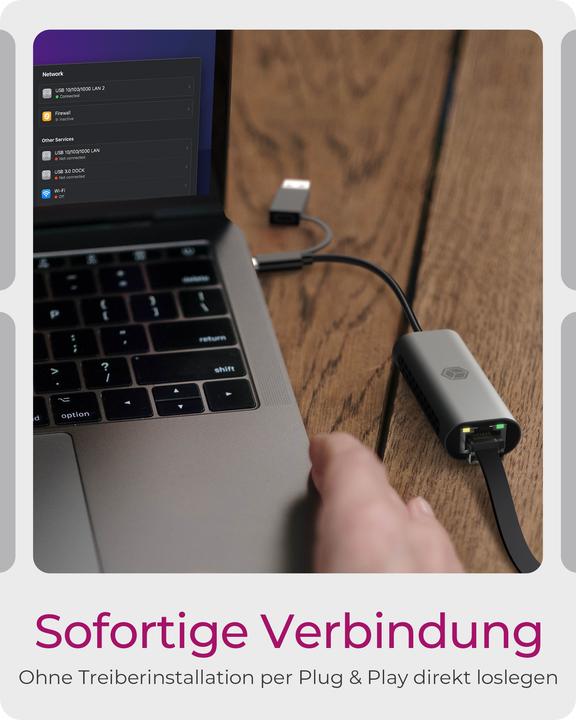 Actual product image Icy Box 2.5 Gigabit Ethernet LAN adapter, IB-LAN301-C3 (USB-C, USB, RJ45 2.5 Gigabit Ethernet (1x))